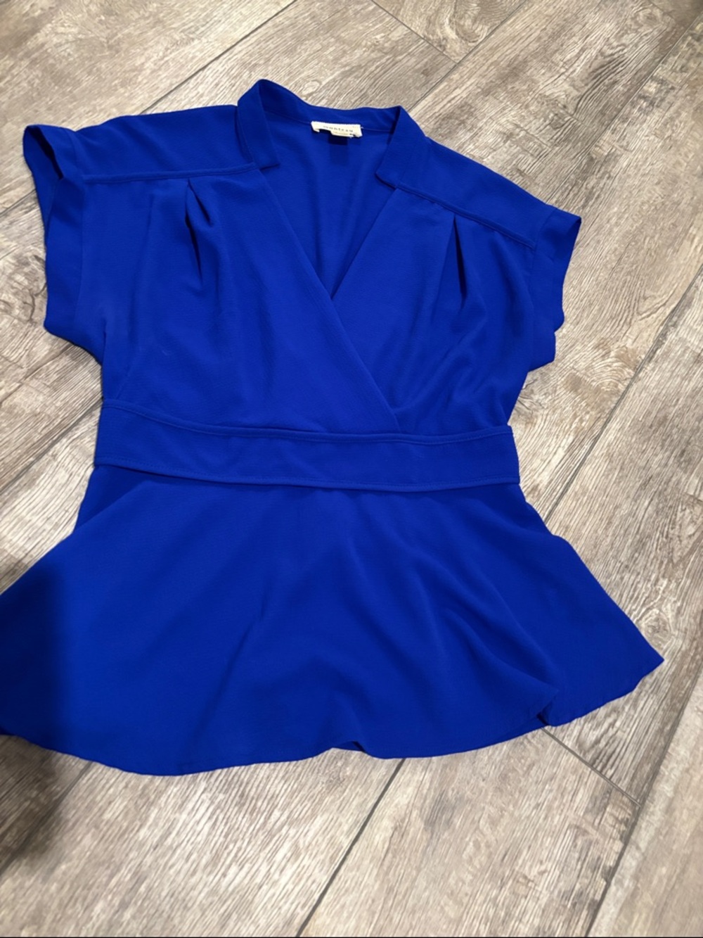 Monteau Women’s Short Sleeve Royal Blue Peplum Top - size XL